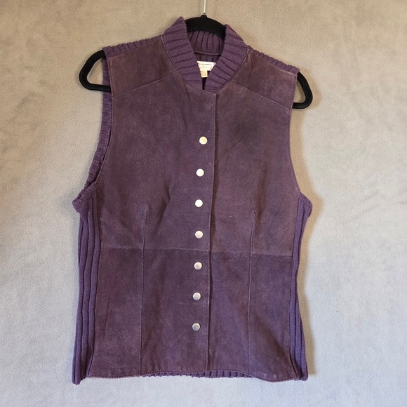 Christopher & Banks Jackets & Blazers - Christopher & Banks Purple Suede Knit Vest Women's XL Western Rustic Layering